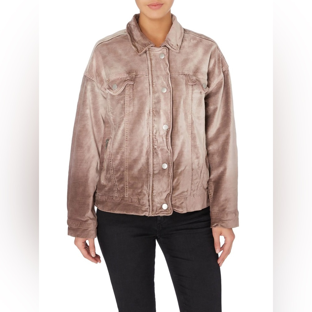 FREE PEOPLE Trucker Velvet Jacket Color MAUVE Size M/L - Picture 5 of 13